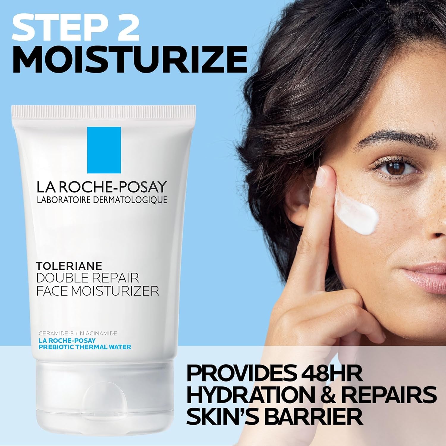 Toleriane Skin Care Set – Double Repair Face Moisturizer 100ml & Purifying Foaming Facial Cleanser 50ml for Oily Skin