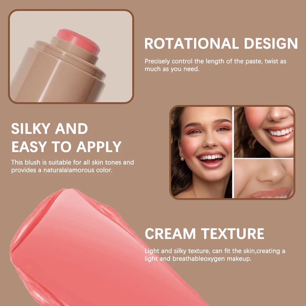 3-in-1 Blush Stick – Cream Lip, Cheek & Eye Tint | Long-Lasting Hydrating Makeup