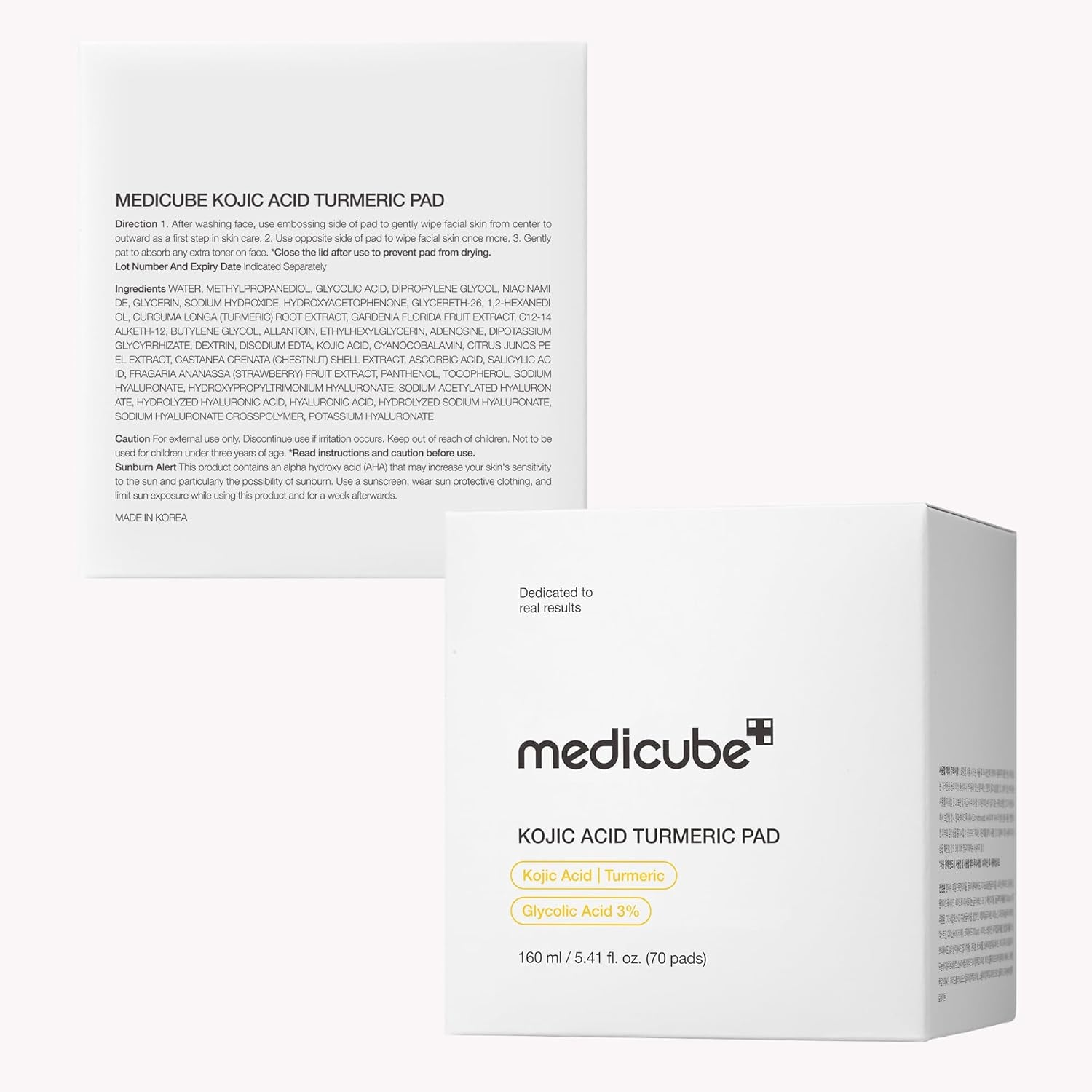 Medicube Kojic Acid Turmeric Clarifying Toner Pads (70 Pads) – Brightening, Exfoliating & Hydrating Korean Toner Pads