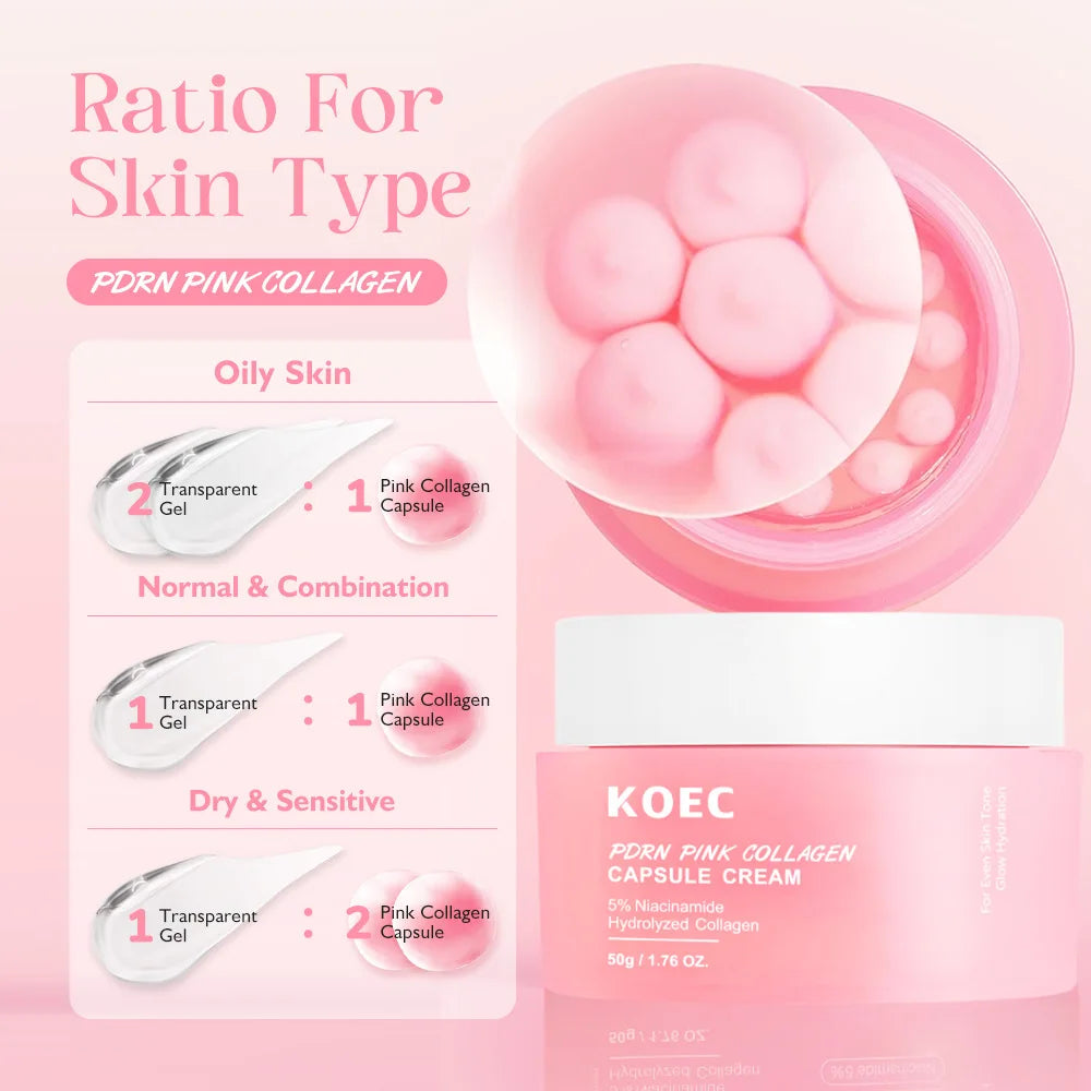 KOEC PDRN Pink Collagen Capsule Cream 50g – Hydrating, Firming & Anti-Wrinkle Face Moisturizer