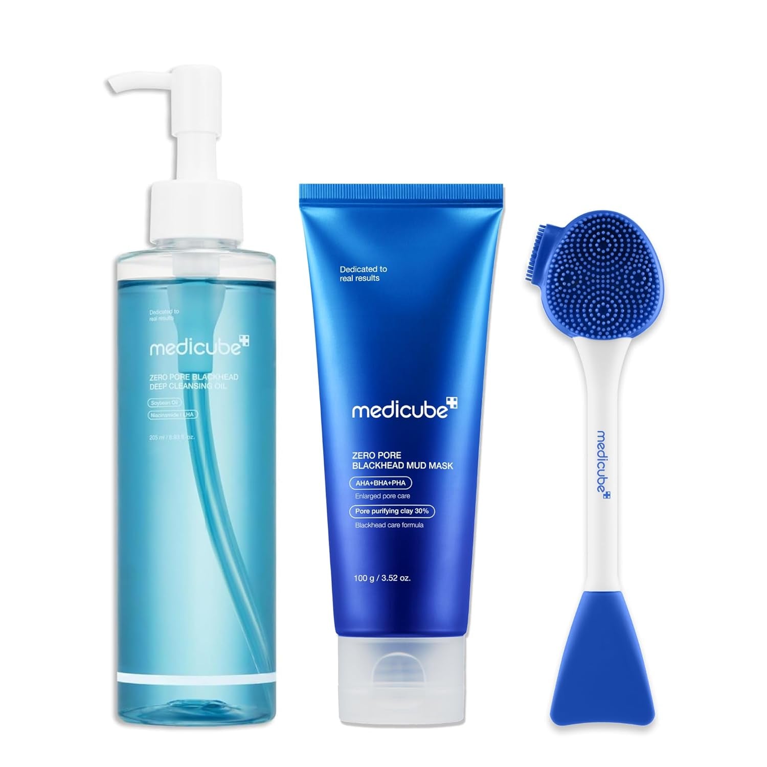 3-Step Zero Pore Care Trio – Blackhead Cleansing Oil, Zero Pore Mud Mask & Brush Set | Deep Pore Cleansing & Sebum Control