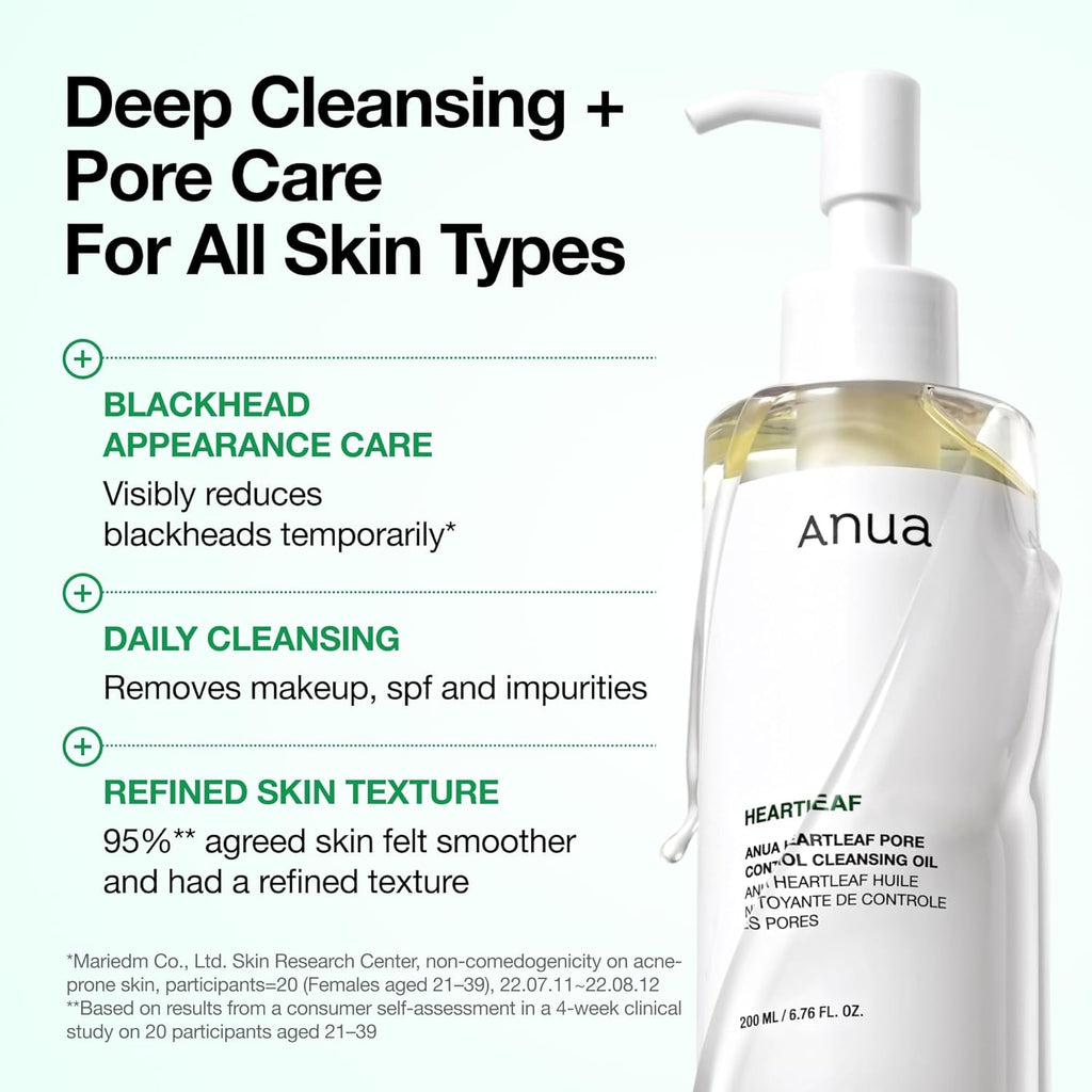 Heartleaf Pore Control Cleansing Oil – Gentle Makeup Remover & Deep Pore Cleanser (6.76 fl oz)