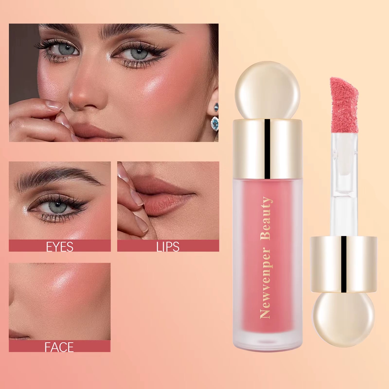 Liquid Highlighter, Blush, and Contour Set for Face and Body - High Gloss Finish for a Natural Glow