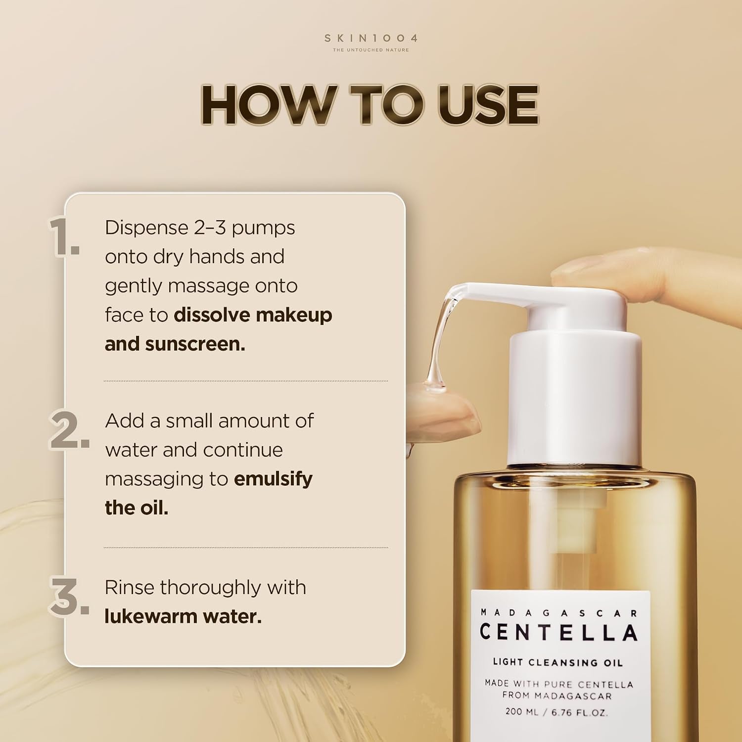 SKIN1004 Madagascar Centella Light Cleansing Oil – Gentle Makeup Remover & Double Cleanser (200ml / 6.76 fl oz)