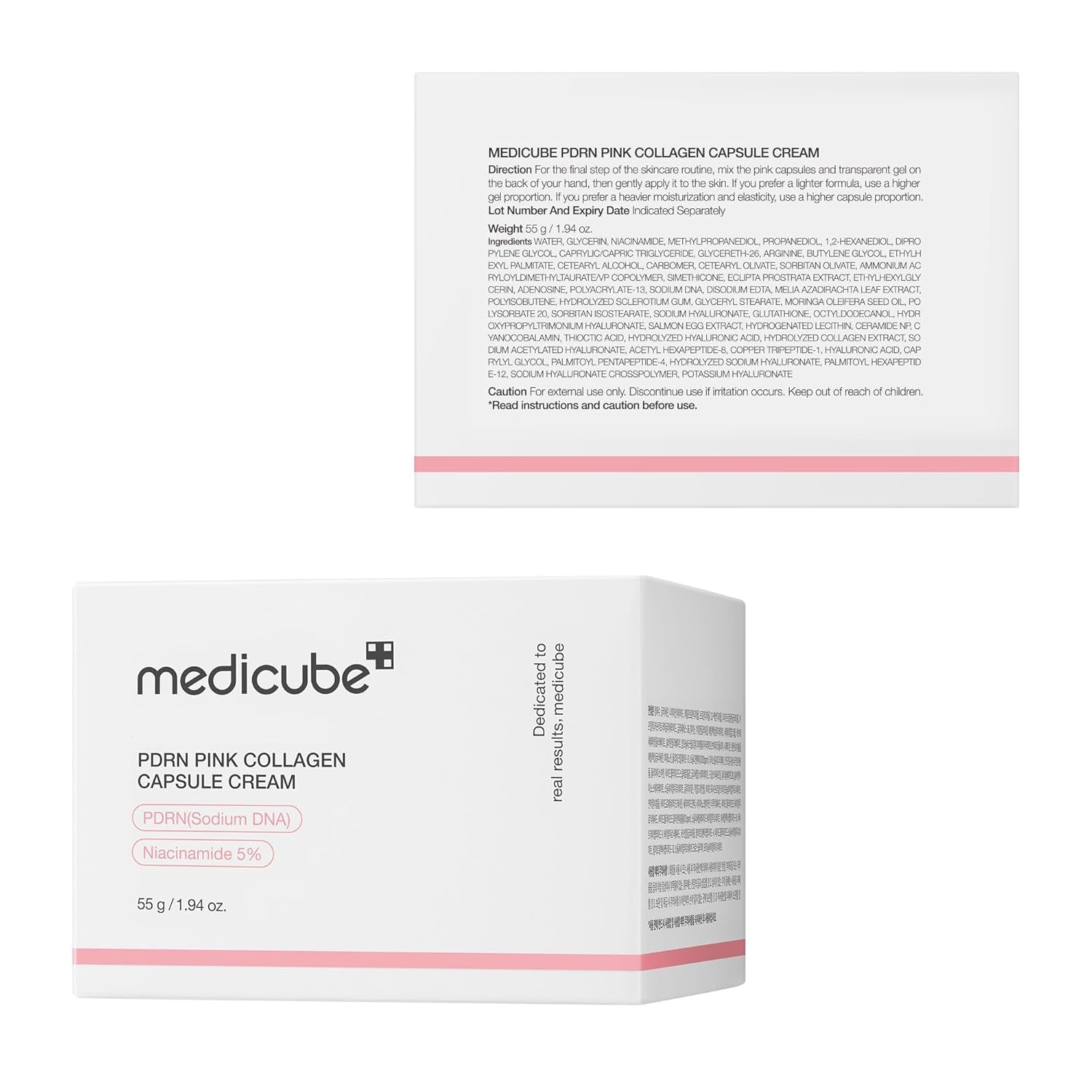 Medicube Capsule Cream with Salmon DNA PDR – Hydrating & Firming Face Moisturizer Pink Collagen | Lightweight Moisturizing Cream with PDRN, Niacinamide for Uneven Skin Tone and Texture, Glow Hydration | Korean Skincare, 1.94 Oz