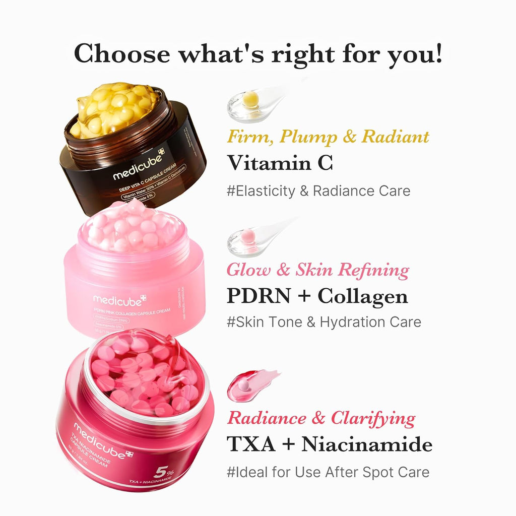 Medicube Capsule Cream with Salmon DNA PDR – Hydrating & Firming Face Moisturizer Pink Collagen | Lightweight Moisturizing Cream with PDRN, Niacinamide for Uneven Skin Tone and Texture, Glow Hydration | Korean Skincare, 1.94 Oz