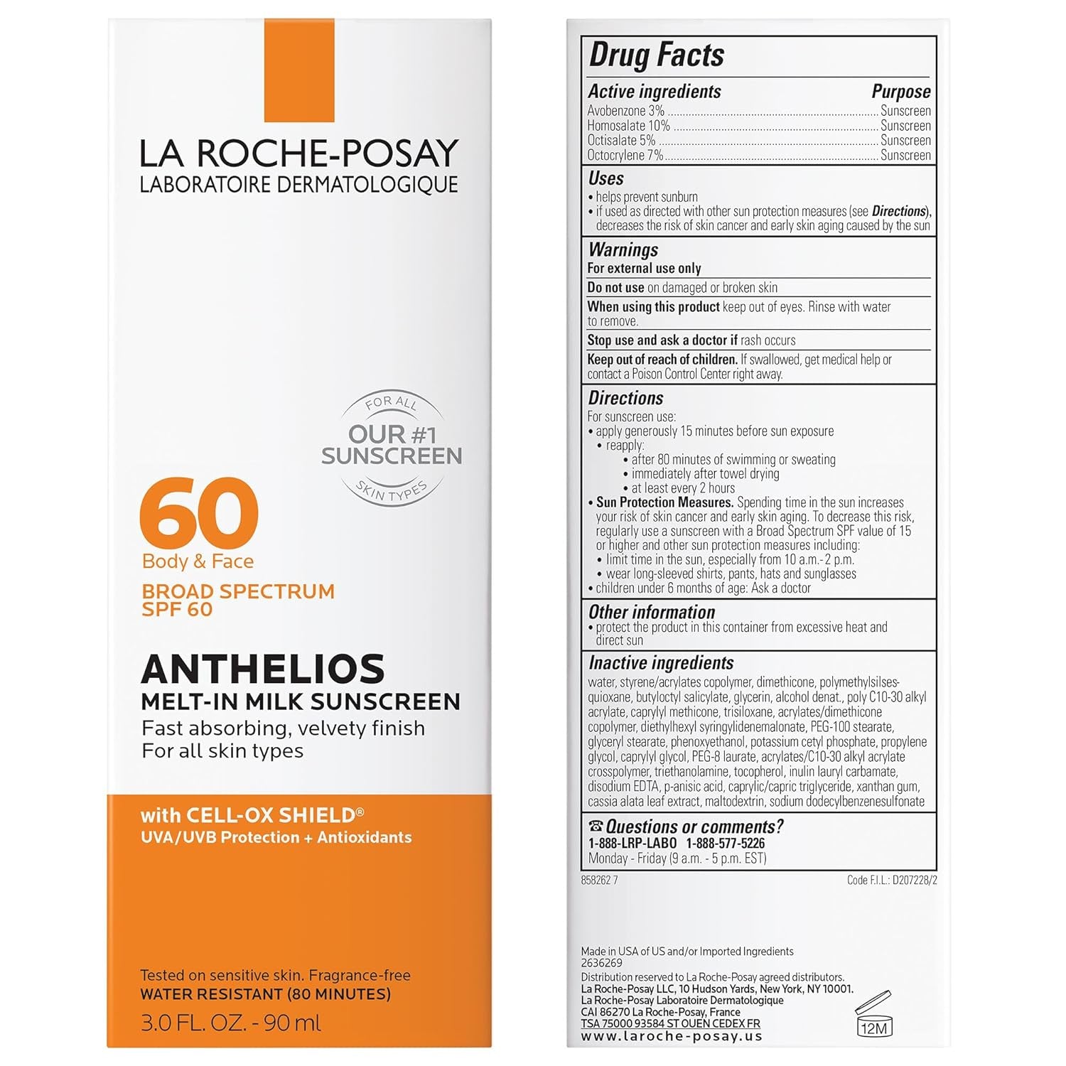 La Roche-Posay Anthelios Melt-In Milk Sunscreen SPF 60 | Face & Body Sunscreen