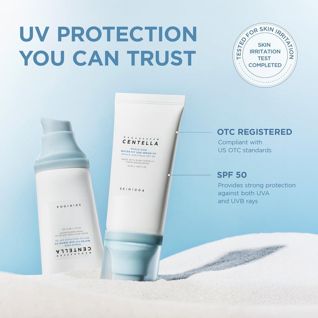 SKIN1004 Hyalu-Cica Water-Fit Sun Serum SPF 50+ PA++++ – Hydrating Korean Sunscreen (50ml / 1.69 fl oz)