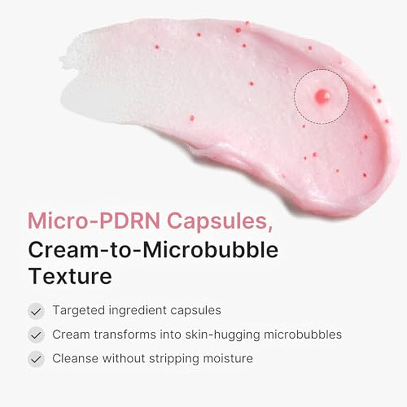 PDRN Deep Cleanse Duo: Pink Glutathione Capsule Foam Cleanser and Multi Pore Brush | Pore Care, Gentle Exfoliation & Deep Cleansing Routine | Korean Skincare Set