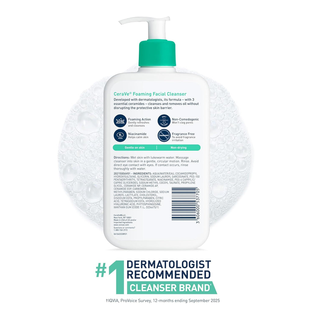 Hydrating Foaming Facial Cleanser – Oil Control Face Wash with Hyaluronic Acid, Ceramides & Niacinamide