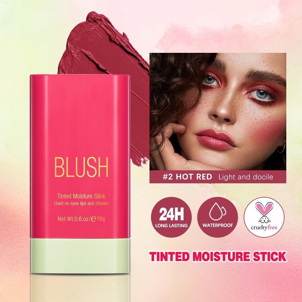 2-in-1 Multi-Use Blush Stick | Cream Blush & Lip Tint | Hydrating, Blendable, Long-Lasting Makeup