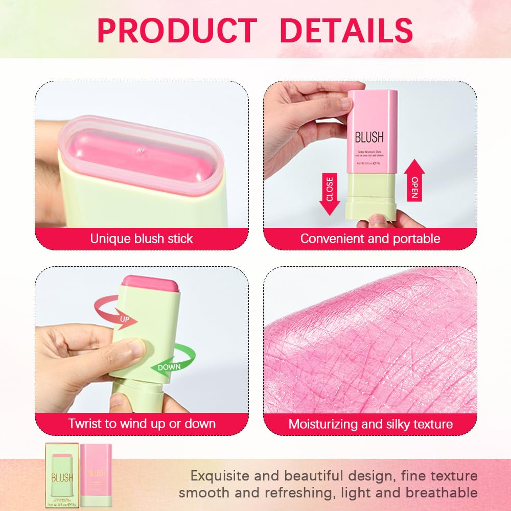 2-in-1 Multi-Use Blush Stick | Cream Blush & Lip Tint | Hydrating, Blendable, Long-Lasting Makeup