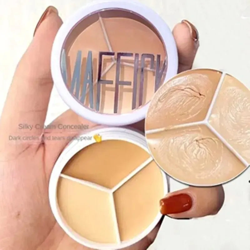 Professional 3-Color Concealer Palette – Full Coverage for Dark Circles, Blemishes & Face Makeup