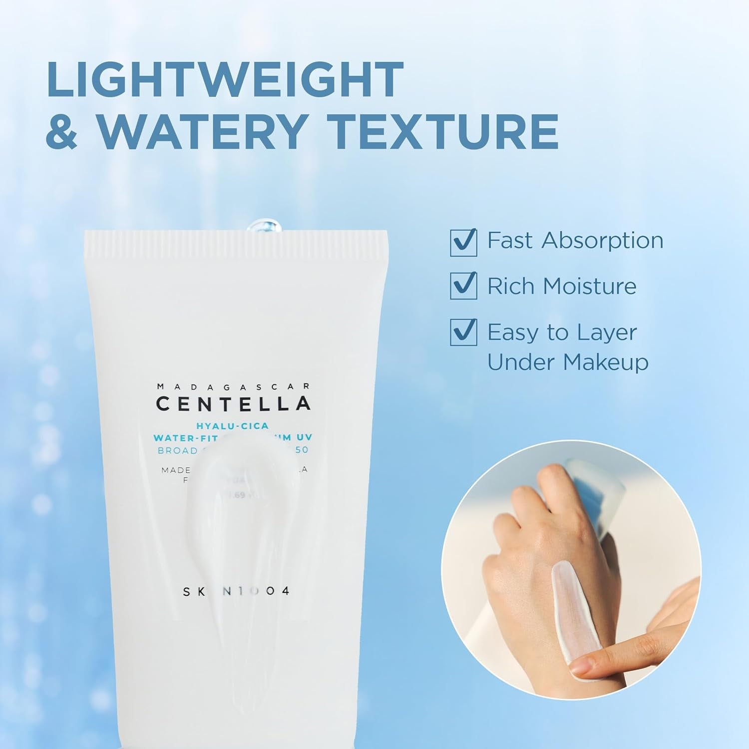 SKIN1004 Hyalu-Cica Water-Fit Sun Serum SPF 50+ PA++++ – Hydrating Korean Sunscreen (50ml / 1.69 fl oz)