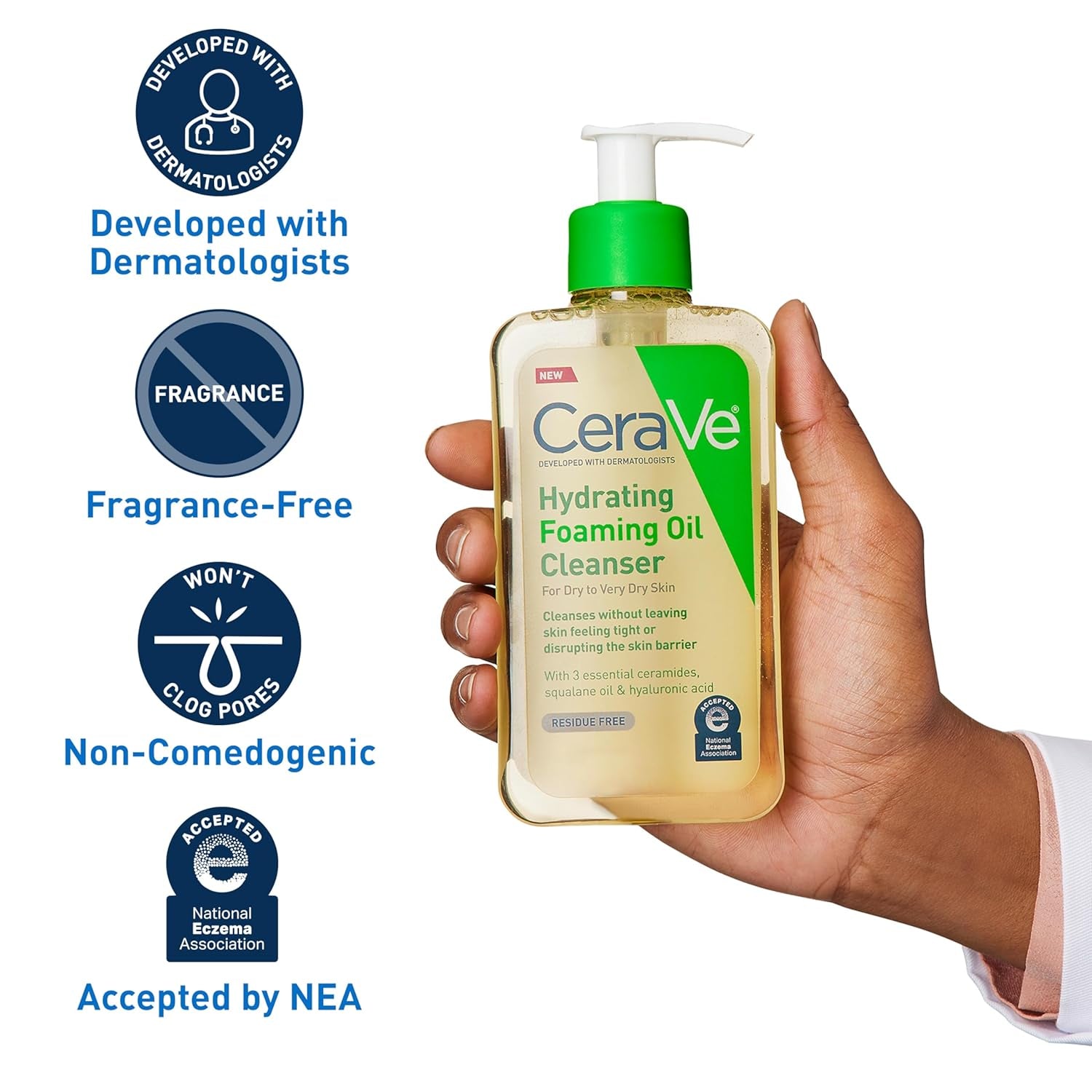 Hydrating Foaming Oil Facial Cleanser with Squalane, Ceramides & Hyaluronic Acid