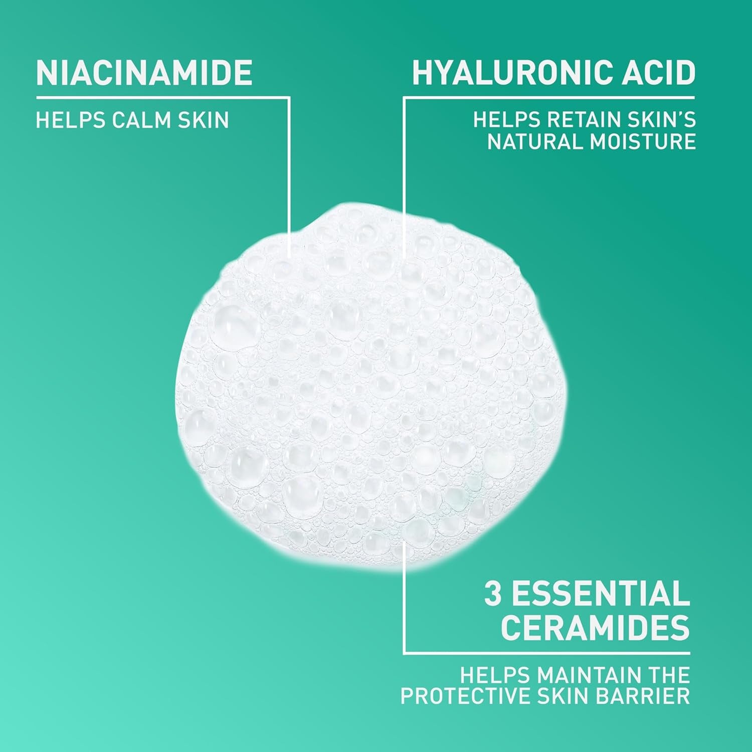 Hydrating Foaming Facial Cleanser – Oil Control Face Wash with Hyaluronic Acid, Ceramides & Niacinamide