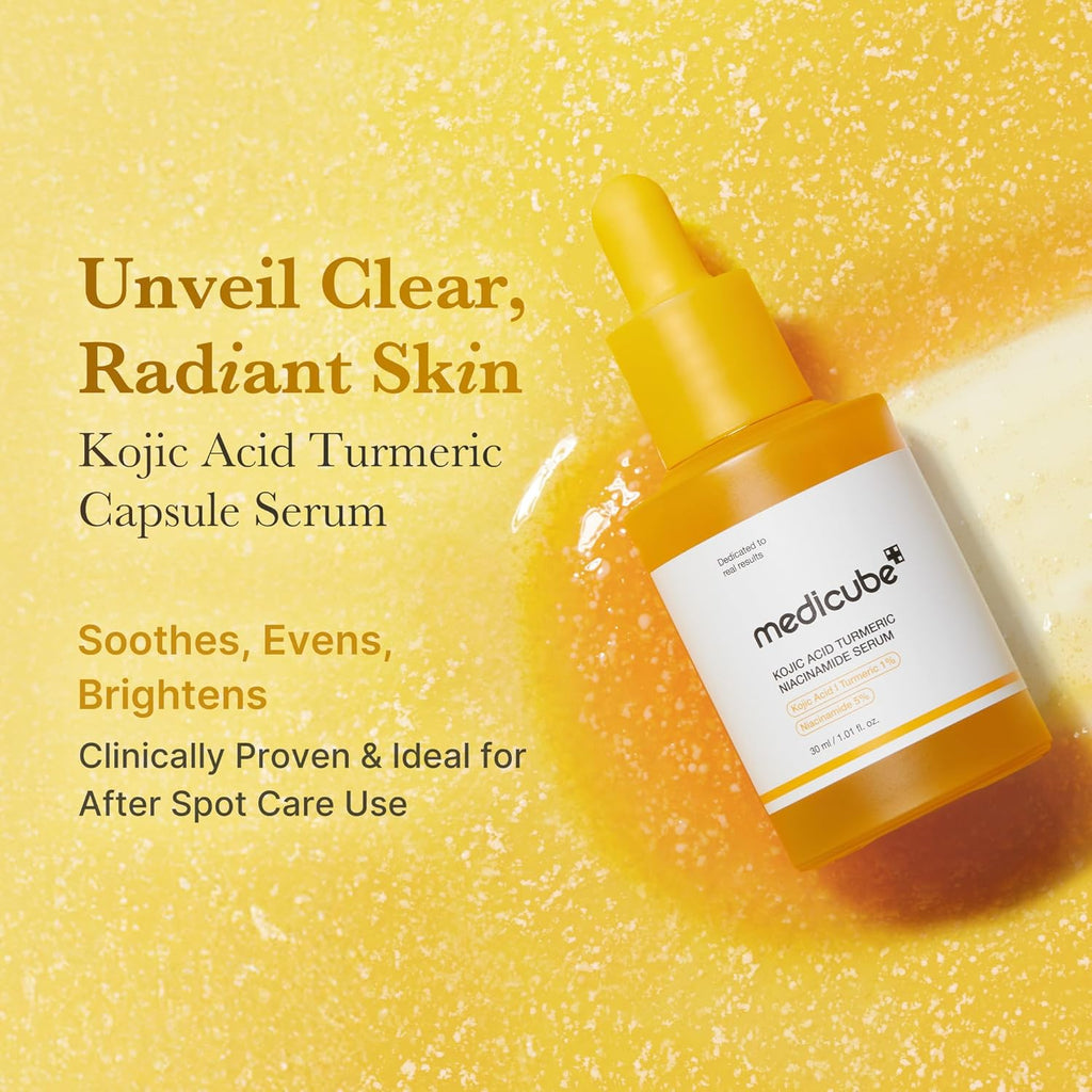 Medicube Kojic Acid Turmeric Clarifying & Balancing Capsule Serum 30ml – Brightening, Dark Spot & Hydrating Face Serum