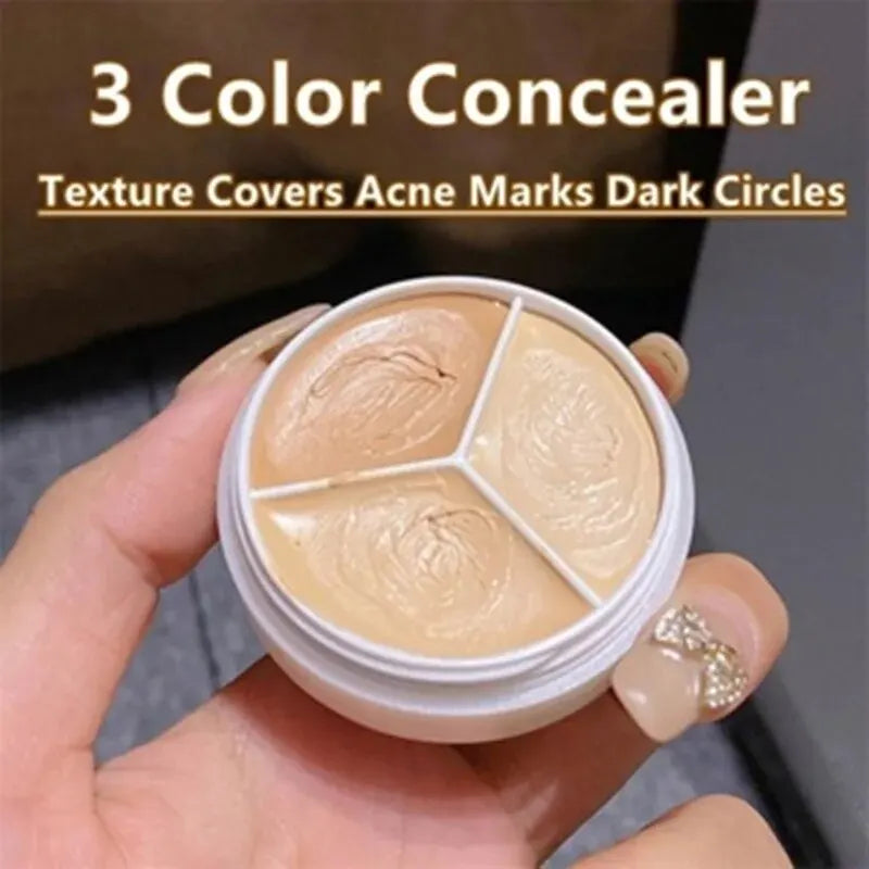 Professional 3-Color Concealer Palette – Full Coverage for Dark Circles, Blemishes & Face Makeup