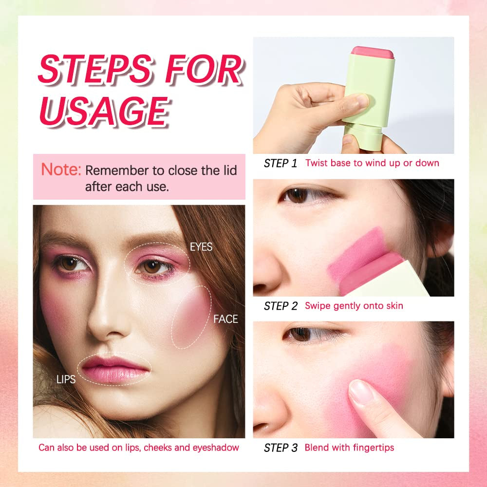 2-in-1 Multi-Use Blush Stick | Cream Blush & Lip Tint | Hydrating, Blendable, Long-Lasting Makeup