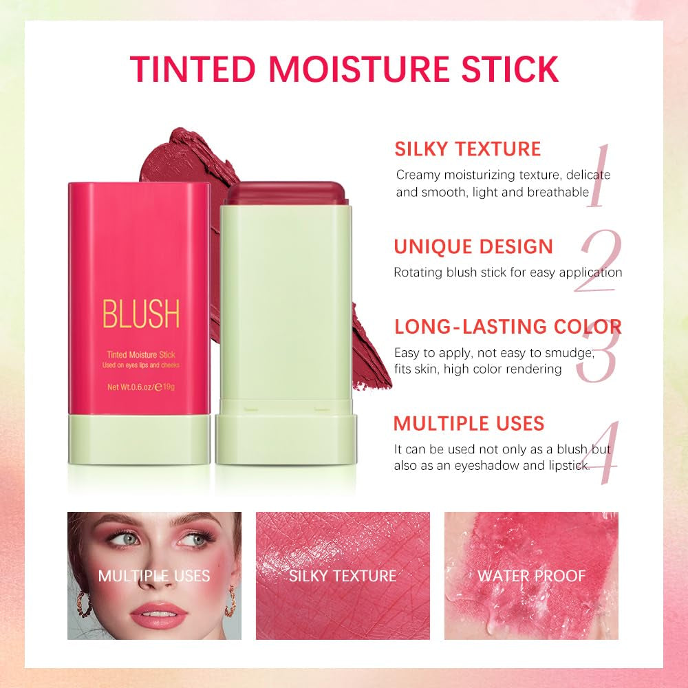 2-in-1 Multi-Use Blush Stick | Cream Blush & Lip Tint | Hydrating, Blendable, Long-Lasting Makeup