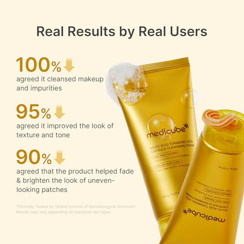 Tone Correcting Cleanser Duo: PDRN Capsule and Kojic Acid Turmeric Capsule Foam Cleanser | Targets Uneven Skin Tone & Dark Spots | Brightening & Clarifying Korean Skincare Set