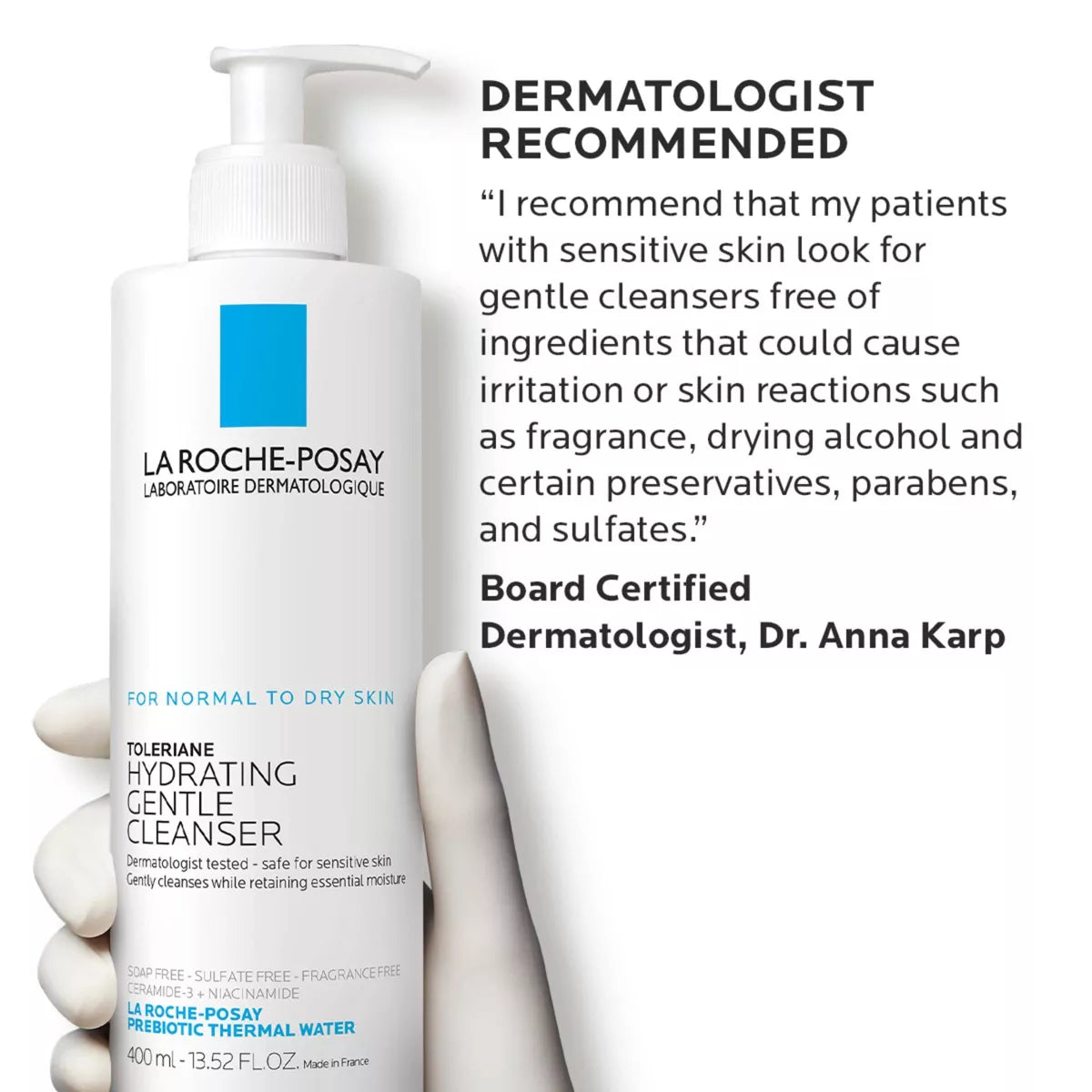La Roche-Posay Toleriane Hydrating Facial Cleanser | Gentle Daily Face Wash for Normal to Dry & Sensitive Skin