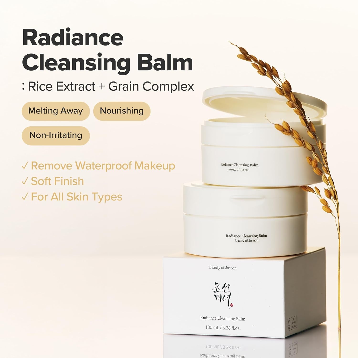 Radiance Cleansing Balm Makeup, Sunscreen, Pore Cleanser for Sensitive Acne Skin. Korean Skincare for Men and Women 100Ml, 3.38 Fl.Oz