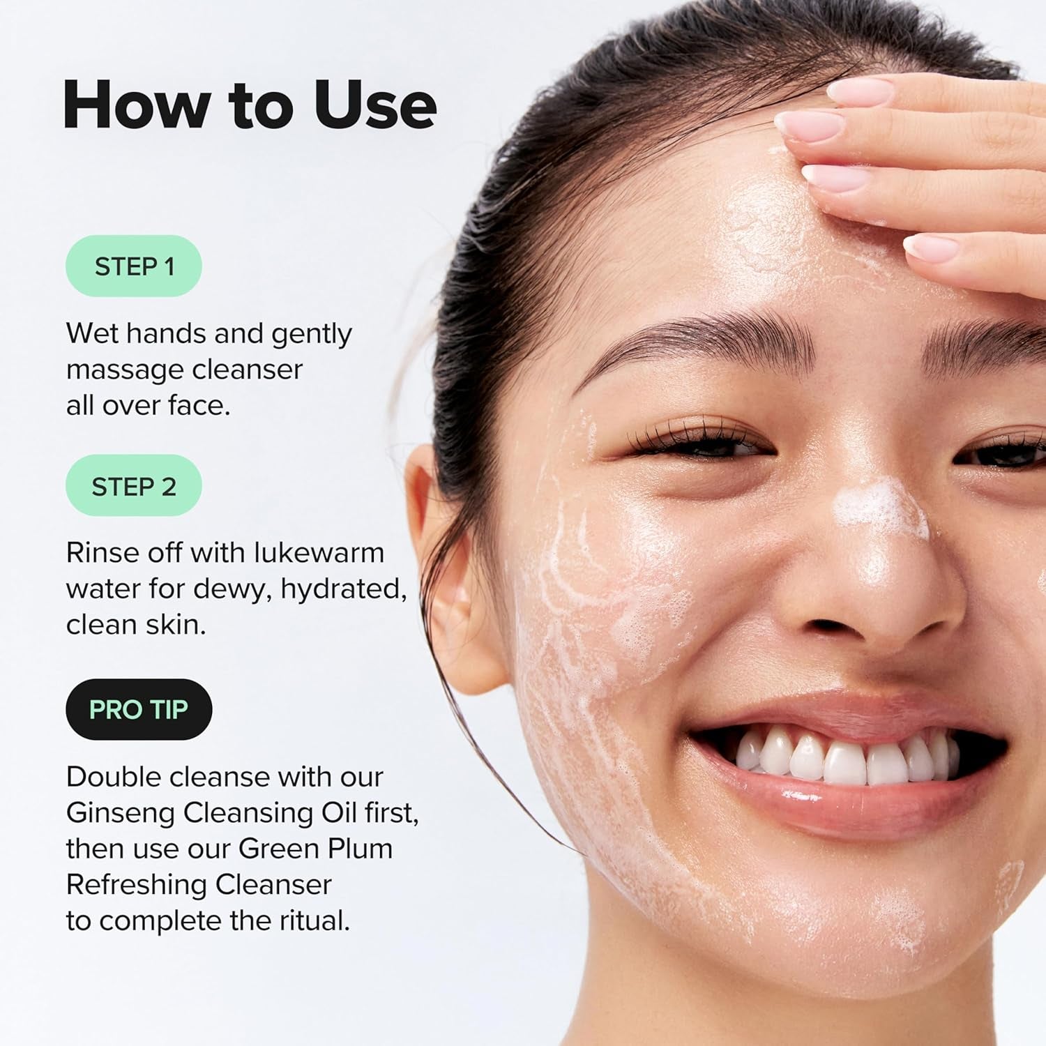 Green Plum Refreshing Cleanser Gel Type Deep Pore Cleansing, Face Cleansers for All Skin Types, Korean Skincare 100Ml, 3.38 Fl.Oz
