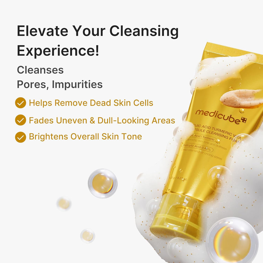 Tone Correcting Cleanser Duo: PDRN Capsule and Kojic Acid Turmeric Capsule Foam Cleanser | Targets Uneven Skin Tone & Dark Spots | Brightening & Clarifying Korean Skincare Set