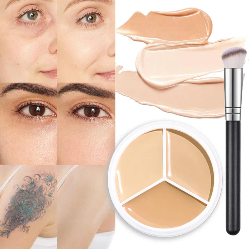 Professional 3-Color Concealer Palette – Full Coverage for Dark Circles, Blemishes & Face Makeup