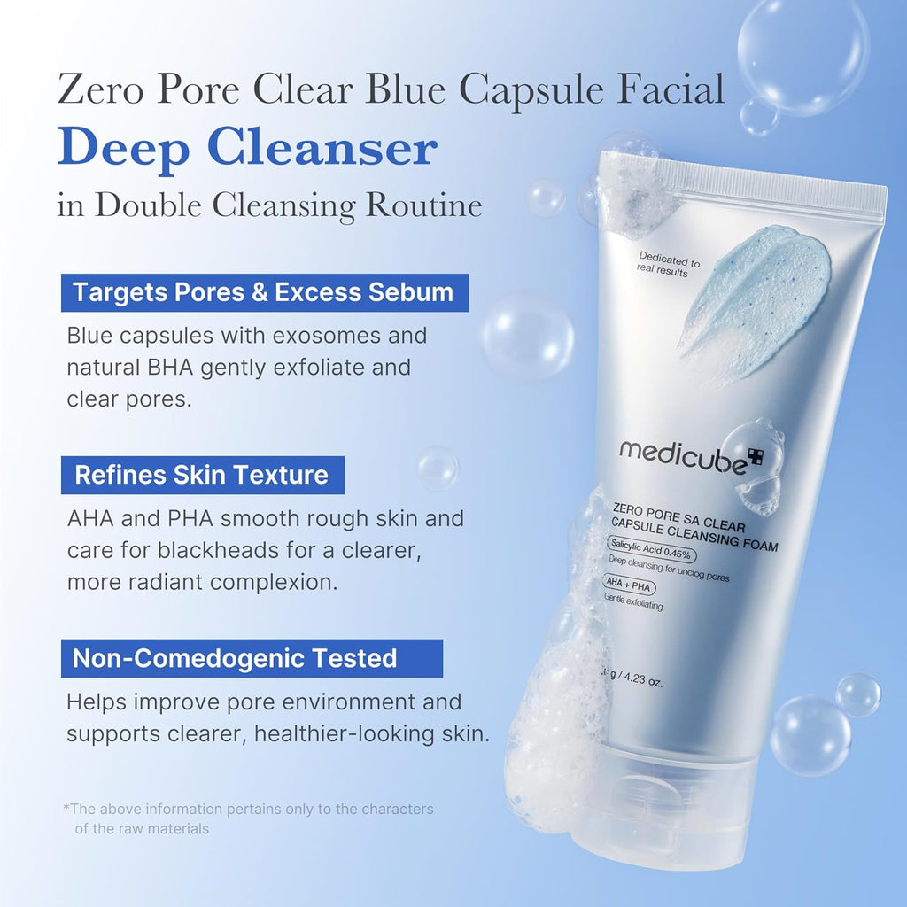 Zero Pore Capsule Cleansing Foam – Deep Pore Facial Cleanser with AHA, BHA & PHA | Gentle Daily Face Wash for Oily & Acne-Prone Skin (4.23 oz)