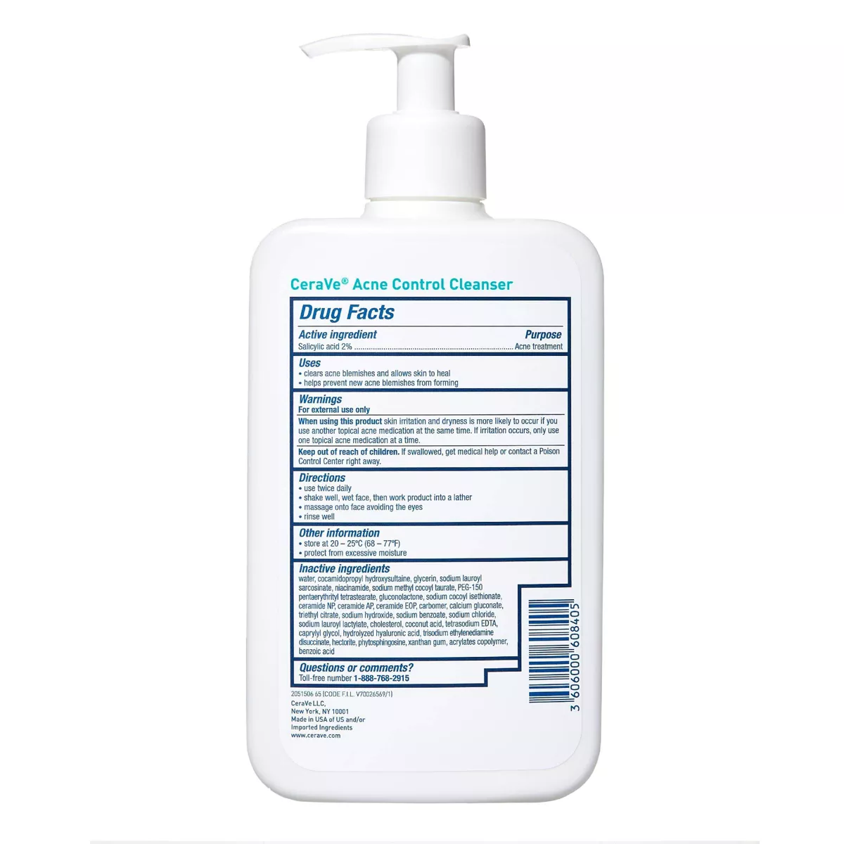 CeraVe Acne Control Cleanser with 2% Salicylic Acid – Purifying Clay Face Wash for Oily & Acne-Prone Skin