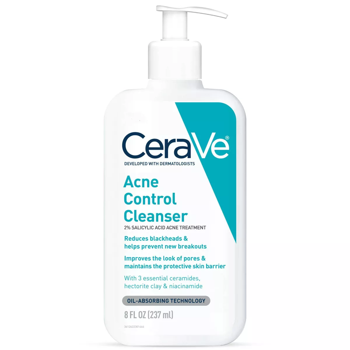 CeraVe Acne Control Cleanser with 2% Salicylic Acid – Purifying Clay Face Wash for Oily & Acne-Prone Skin