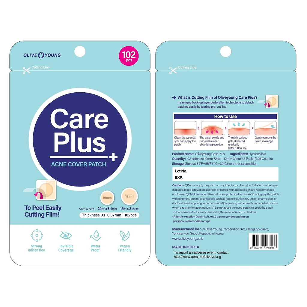 Care Plus Hydrocolloid Acne Pimple Patches | Invisible Korean Spot Patches (306 Count)