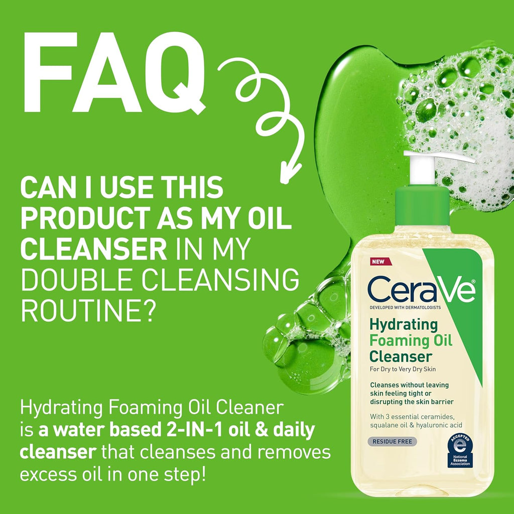 Hydrating Foaming Oil Facial Cleanser with Squalane, Ceramides & Hyaluronic Acid
