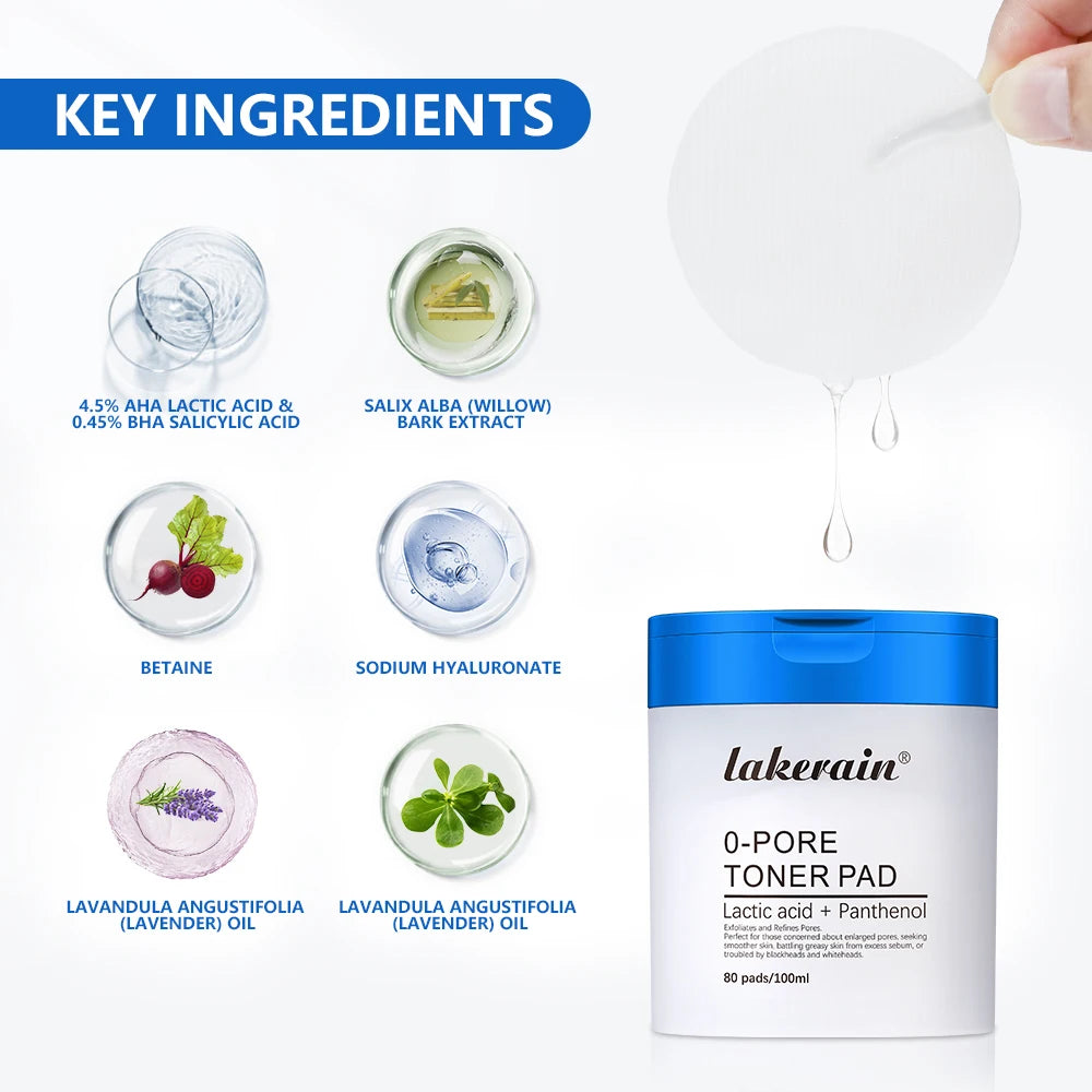 4.5% AHA + 0.45% BHA Pore Toner Pads | Dual-Textured Exfoliating Facial Pads for Clear & Smooth Skin