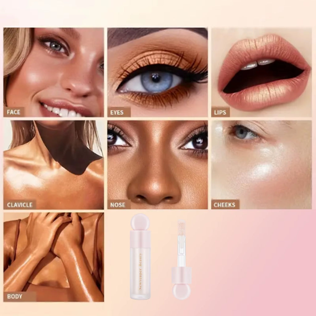 Liquid Highlighter, Blush, and Contour Set for Face and Body - High Gloss Finish for a Natural Glow