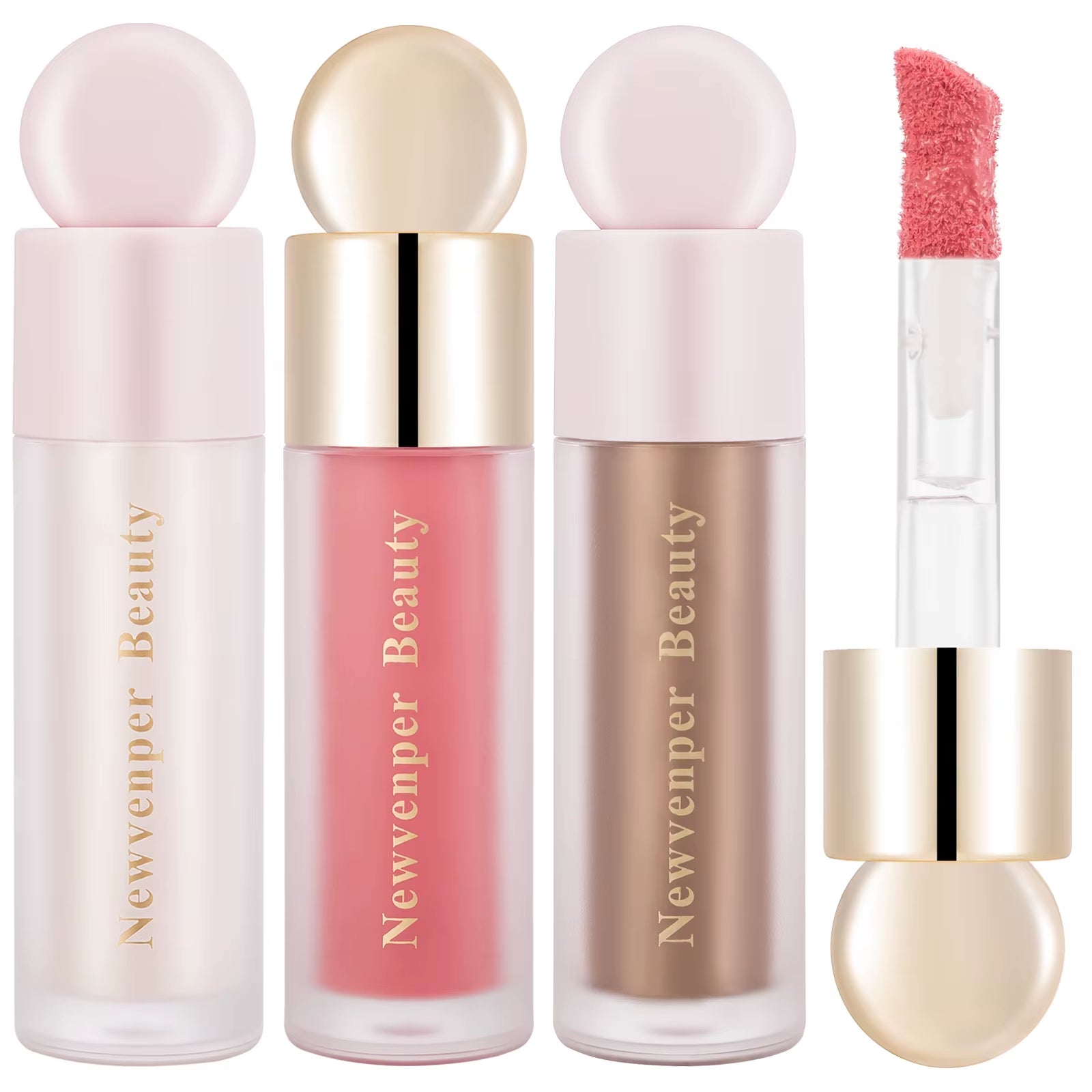 Liquid Highlighter, Blush, and Contour Set for Face and Body - High Gloss Finish for a Natural Glow