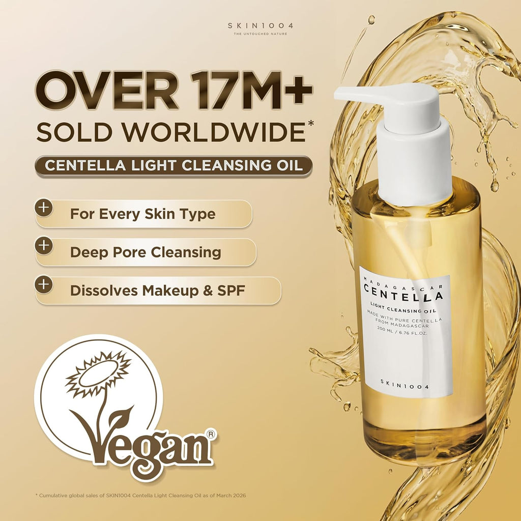SKIN1004 Madagascar Centella Light Cleansing Oil – Gentle Makeup Remover & Double Cleanser (200ml / 6.76 fl oz)