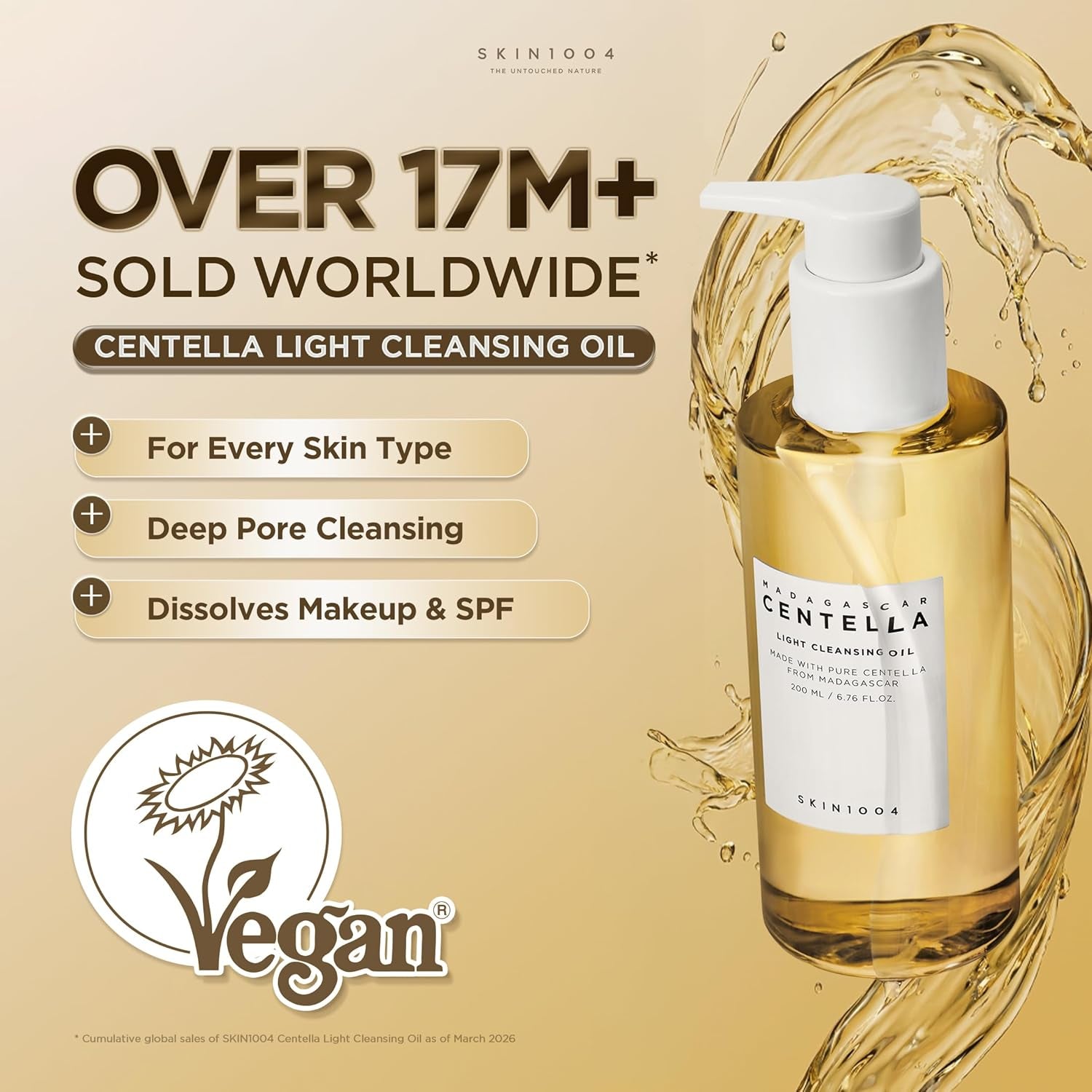 SKIN1004 Madagascar Centella Light Cleansing Oil – Gentle Makeup Remover & Double Cleanser (200ml / 6.76 fl oz)