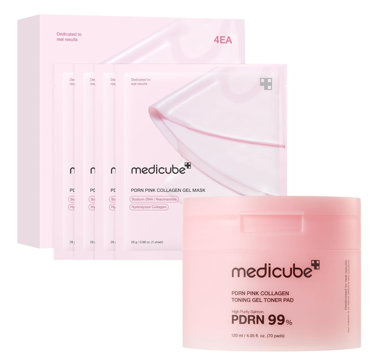 Pink PDRN Collagen Jelly Gel Mask & Night Repair Pad Set (4 Sheets)
